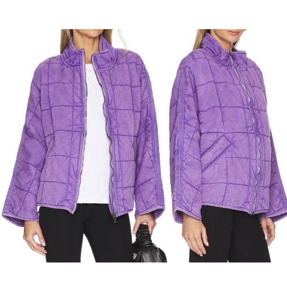 Free People quilted dolman in moonberry - Picture 2 of 9